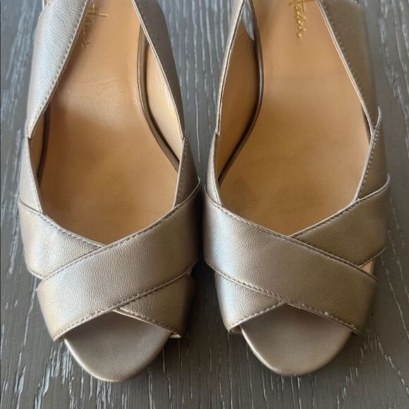 Cole Haan NIKE AIR Elegant Leather Light Pewter Open-Toe Slingback Heels Size 10 - Picture 10 of 12